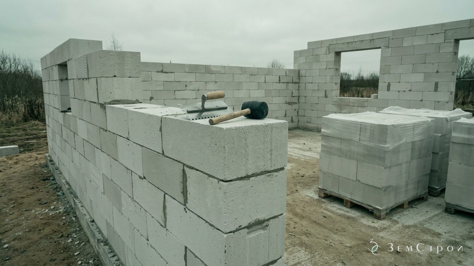 Кладка стен из газобетонных блоков